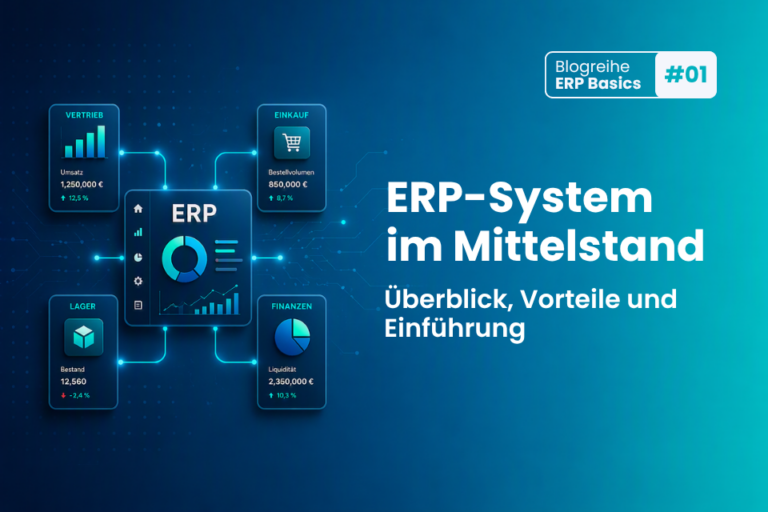 ERP-Basics -Übersichtsbild mit ERP-Grafik zu ERP-Systemen im Mittelstand