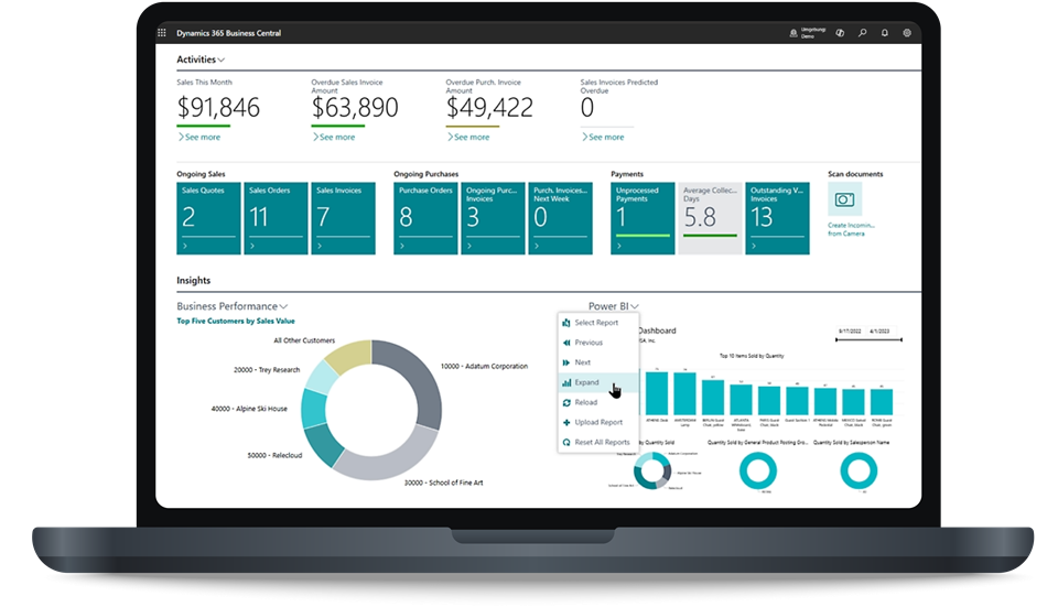 Was Sie in der Business Central Testversion erwartet